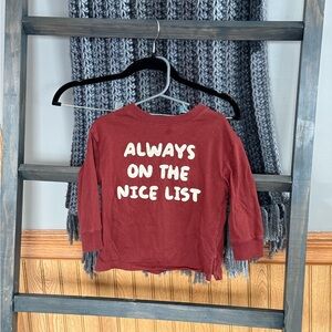 Children's Burgundy Long Sleeve Tee - Always on the Nice List